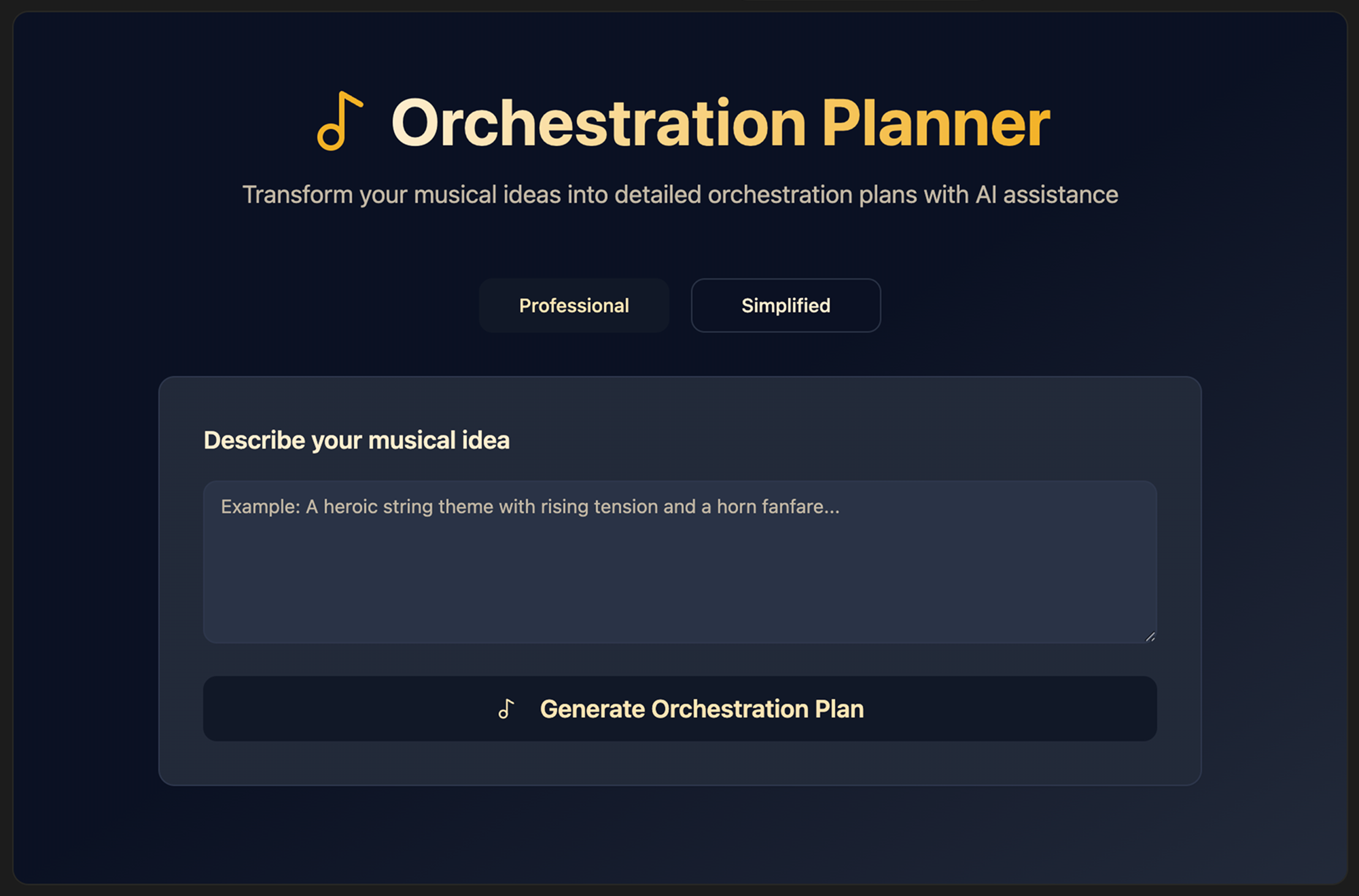 Visualization of the Orchestration Planner interface